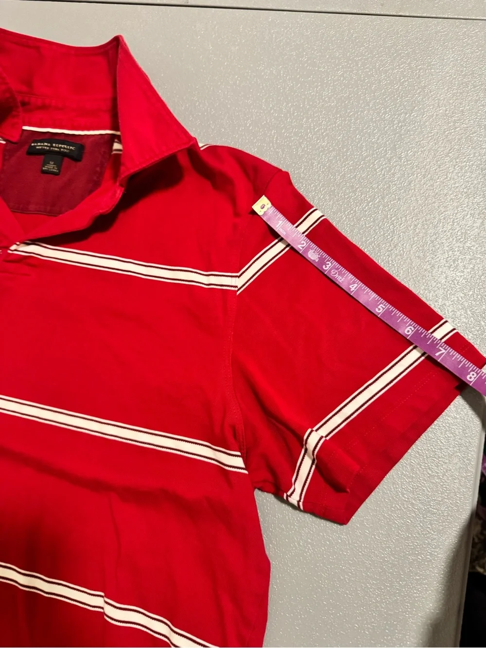Banana Republic Red 100% Cotton Polo with White Stripes Size M